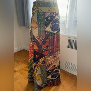 Farm Rio Colorful Patchwork Maxi Skirt